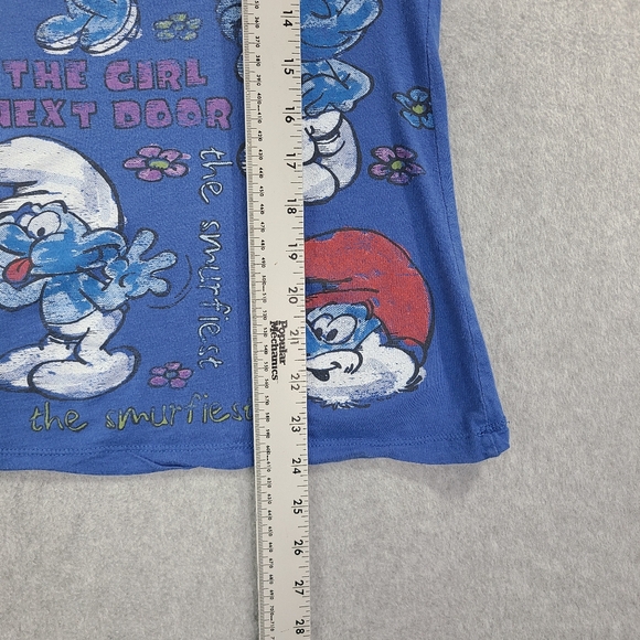 Vintage Y2K Smurfs Graphic Shirt Womans Large Blue Slim Fit Tee Jenny Leigh - Picture 6 of 14